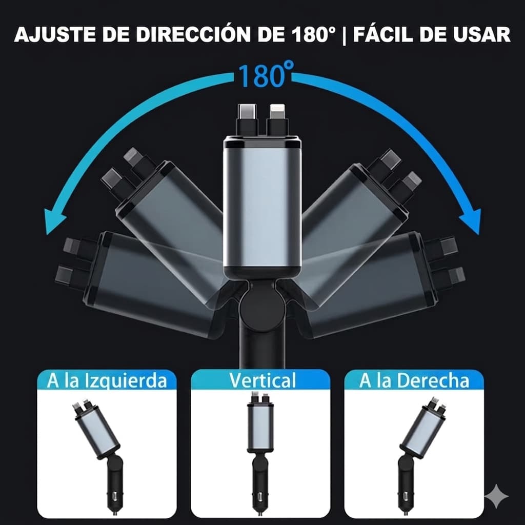 Cargador Retráctil 4 en 1 con Proyector de Estrellas