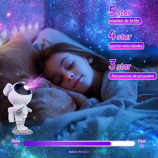 Proyector Galaxia 3D con Diseño de Astronauta – Relájate Bajo las Estrellas