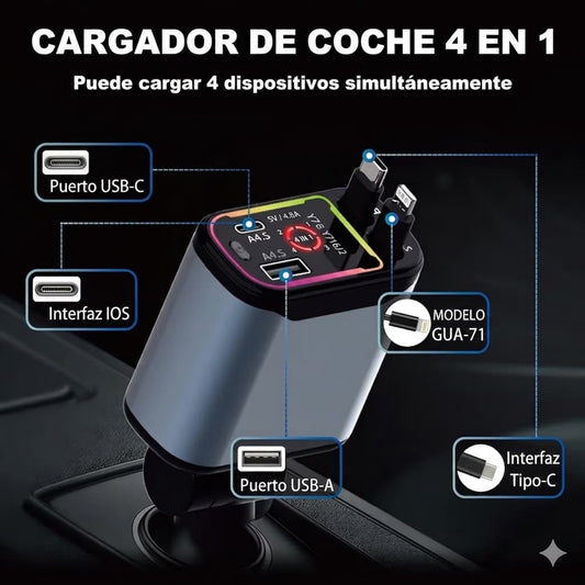 Cargador Retráctil 4 en 1 con Proyector de Estrellas